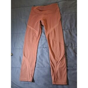 Lululemon Women Capri Legging Polyester Maroon Size 8 Pull On Solid Athletic Gym